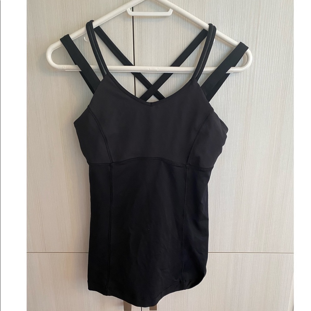 LULULEMON black tank with cross back detail